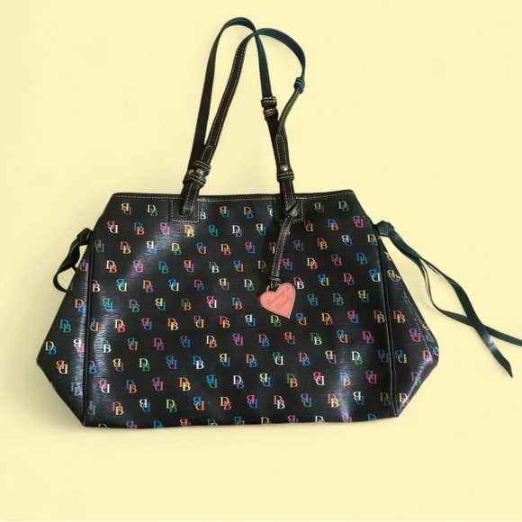 Dooney & Bourke Black Multicolor Logo Tote - Picture 1 of 6